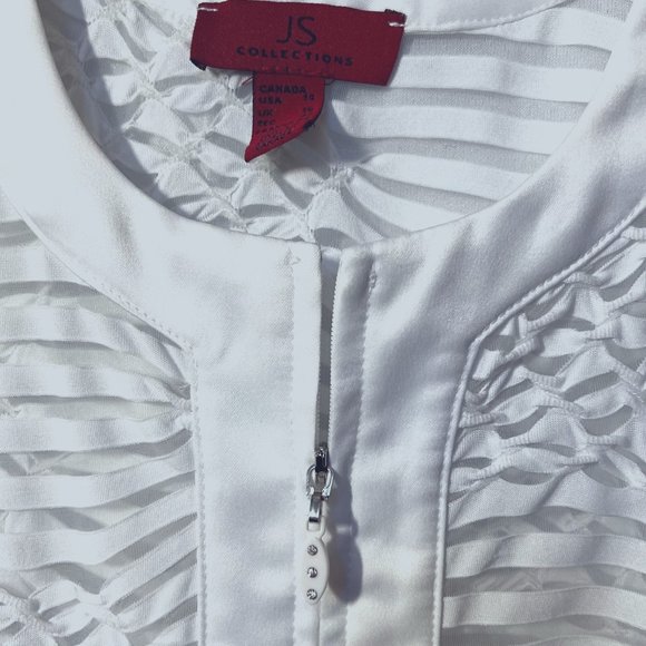 JC Collections-Holiday/Wedding/Party-White long diamond sleeves-Sheer-Jacket - Picture 5 of 9